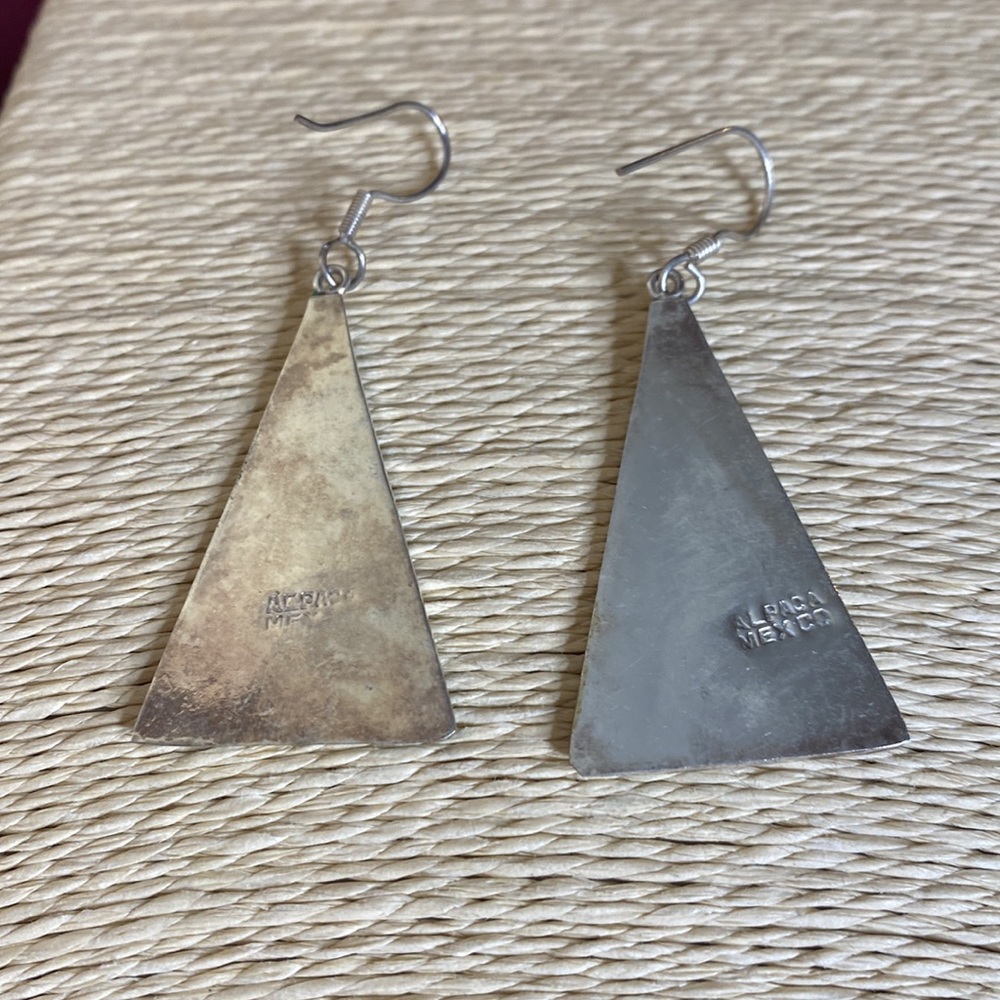 Triangle Shaped Inlay Dangle Earrings - image 5